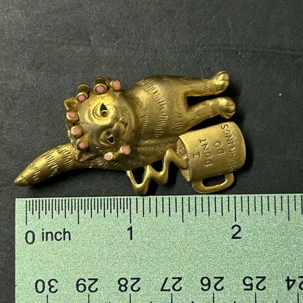 Vintage Danecraft‎ Gold Tone Cat in Curlers 